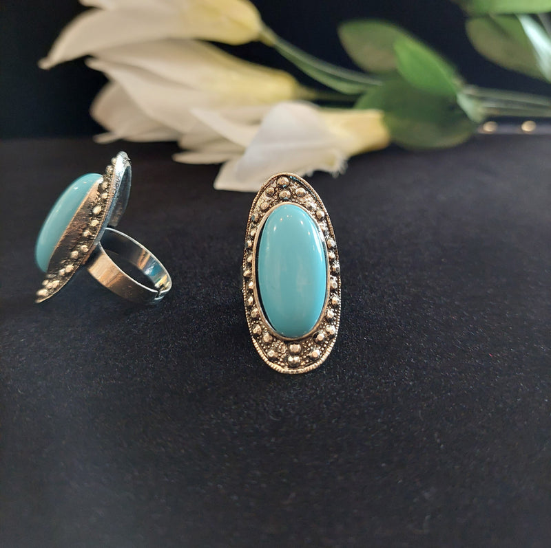 Oval Turquoise Blue Ring