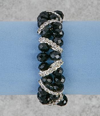 Black Bead and Crystal Bracelet