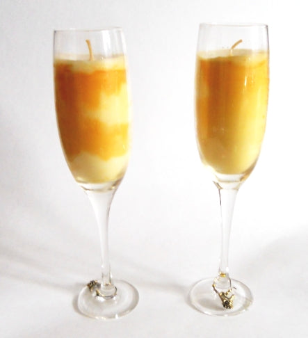 Christmas Candle Filled Champagne Glass Set