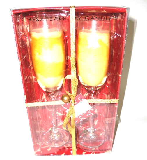 Christmas Candle Filled Champagne Glass Set