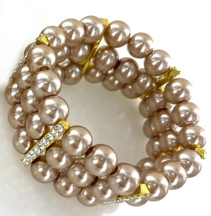 Champagne & Chocolate Pearl Bracelet