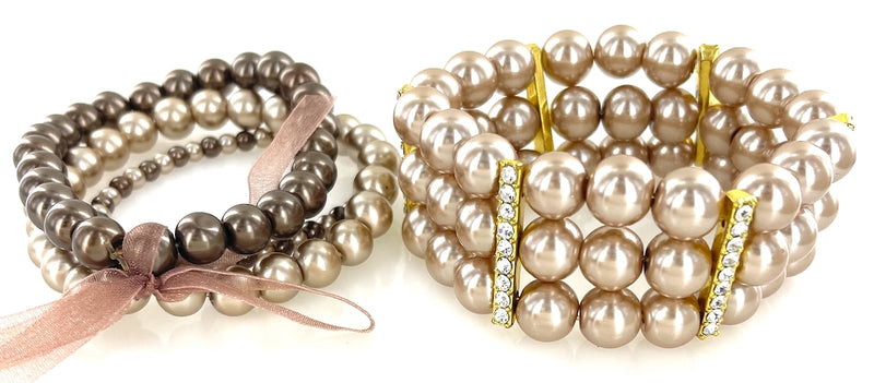 Champagne & Chocolate Pearl Bracelet