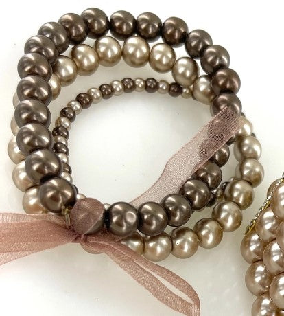 Champagne & Chocolate Pearl Bracelet