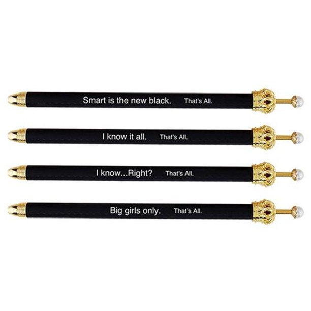 Set of 4 Crown Pens - Black