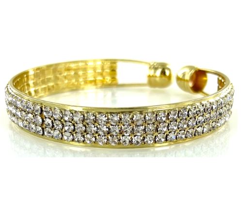 Triple Row Crystal Cuff Bracelet