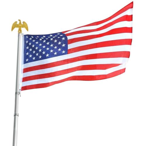 Deluxe U.S. American Flag Pole Set