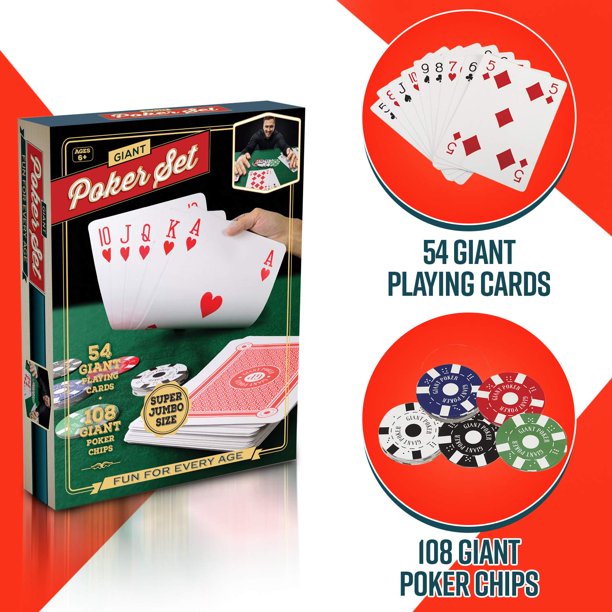 Giant Playing Cards & Poker Chips Set