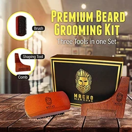 Macho Man Care Beard Comb & Brush Kit