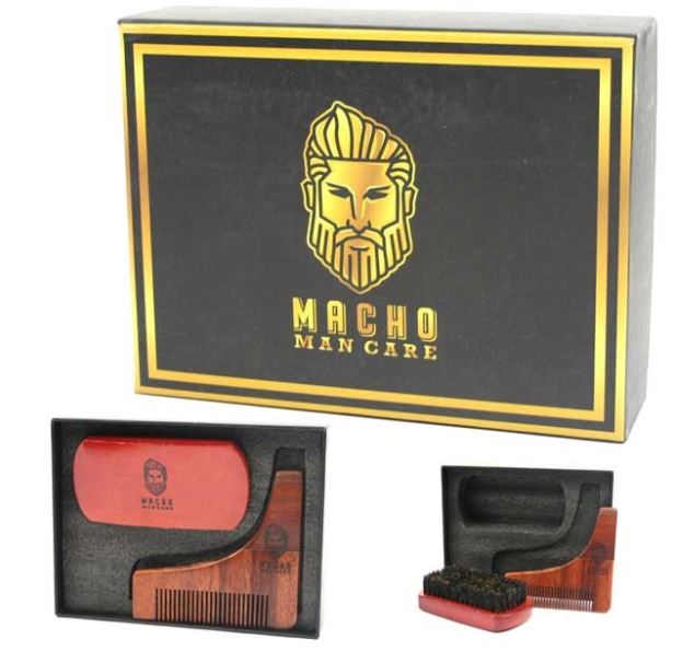 Macho Man Care Beard Comb & Brush Kit