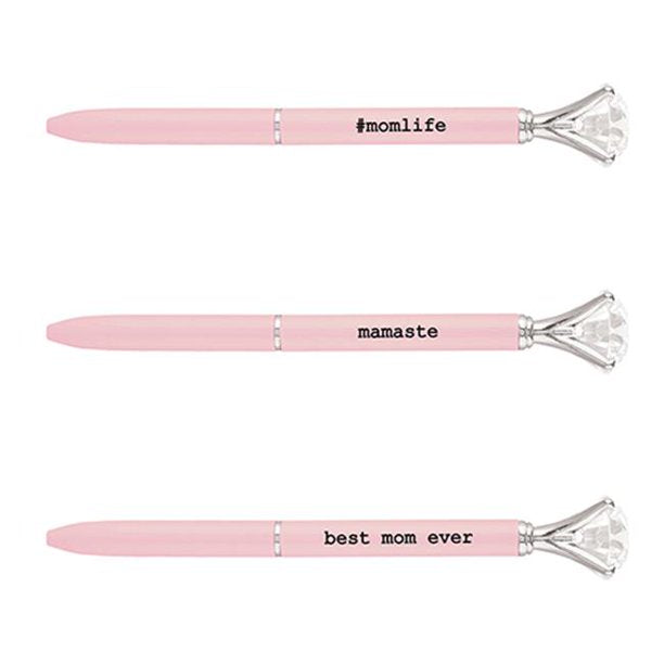 Mom Phrase Gem Pens - Pink