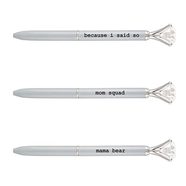 Mom Phrase Gem Pens - Gray