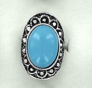 Oval Turquoise Blue Ring