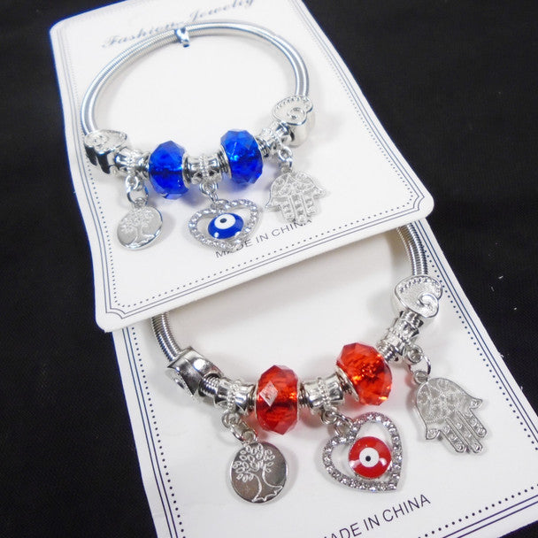 Bracelet w/ Glass & Heart Charms