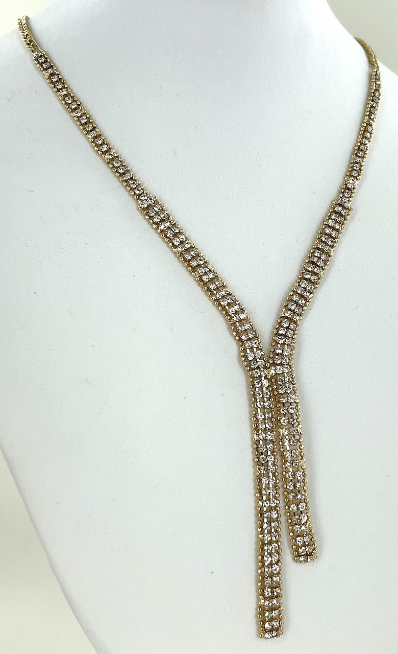 Split Y Crystal Accent Necklace