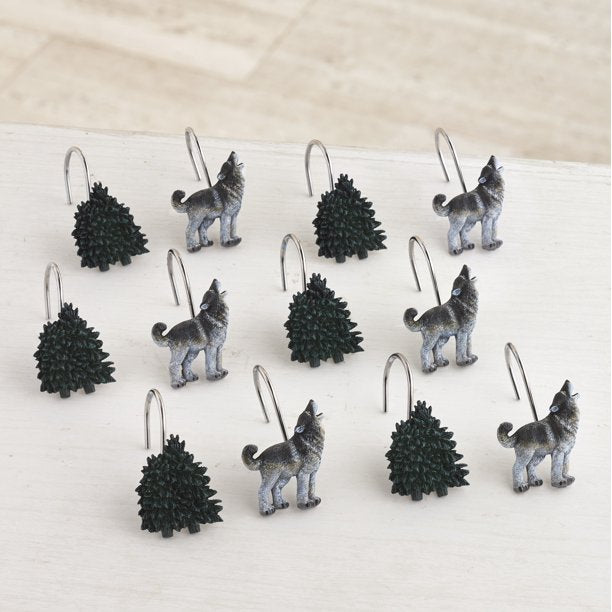 Wolf Pack Shower Hooks - Set of 12